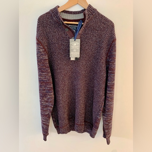 NWT Point Zero Black Label Men’s 1/4 Zip with buttons Knit Sweater, Size XL. - Picture 1 of 5